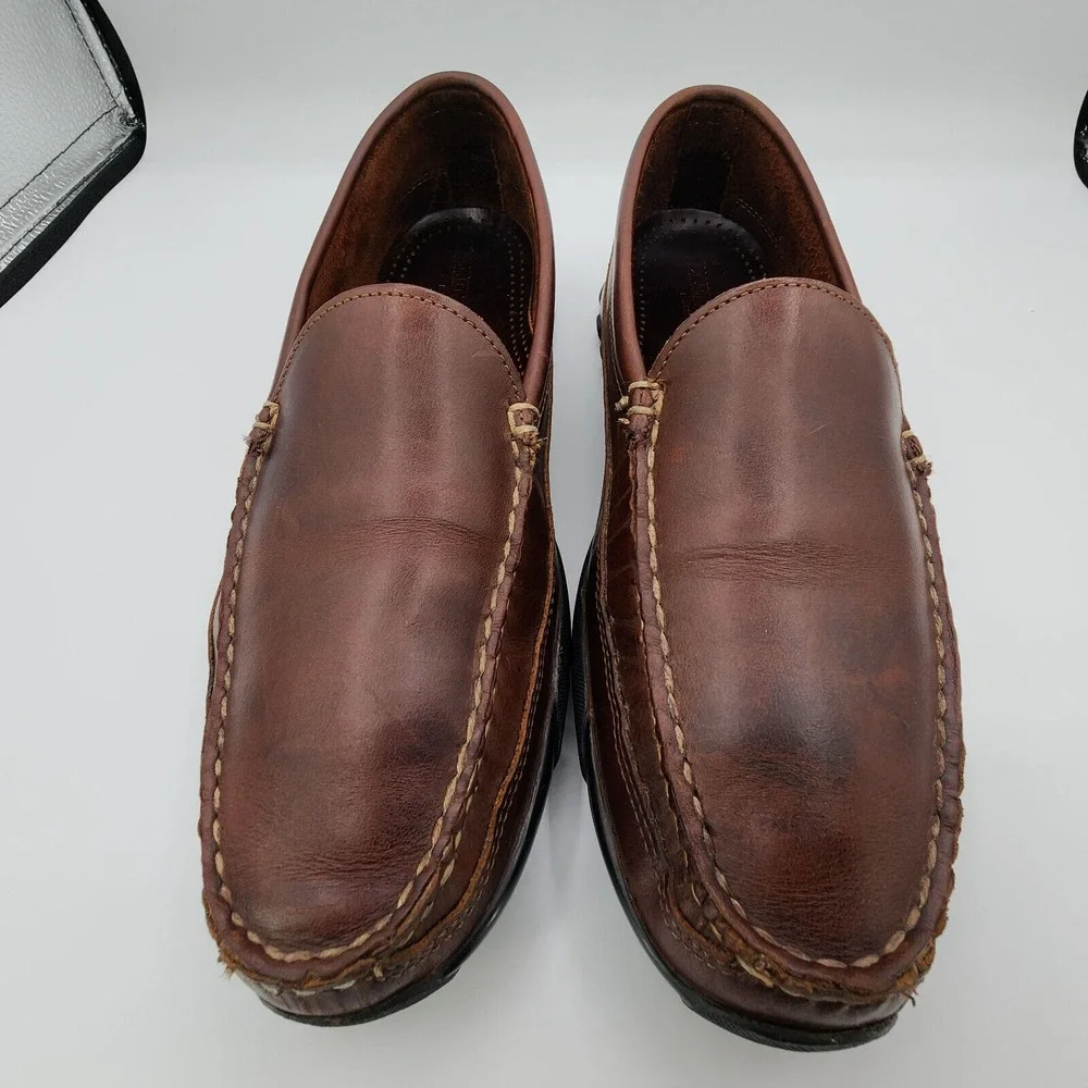 Allen Edmonds Boulder‎ Driving Shoes Mens 9.5 D Brown Leather Stitched Moccasin
